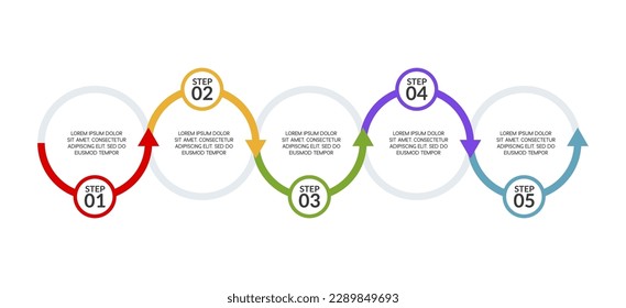 5 Optionen oder 5 Schritte minimale Infografik Design Vorlage und Symbol. Verwendung als Workflow-Prozessdiagramm, Darstellung von Geschäftsdaten Ion, Timeline-Layout, Meilenstein, Banner, Broschüre, Flussdiagramm