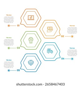 5 Opciones o pasos Esquema de elementos de infografía para presentaciones, informes y Web