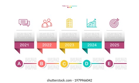 5 options timeline infographic vector, Yearly working process diagram with business icon in EPS10 vector. (divided into layers in file)
