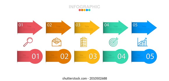 5 options timeline infographic vector, Working process diagram with business line icon in EPS10 vector. (divided into layers in file)