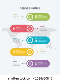 5 Options Vertical Timeline Infographic Template With Icons Vector Illustration