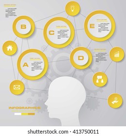 5 options/steps thinking diagram. Design clean number banners template/graphic or website layout. Vector.