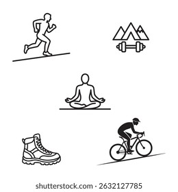 5 Outdoor Fitness Icons set