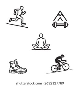 5 Outdoor Fitness Icons set