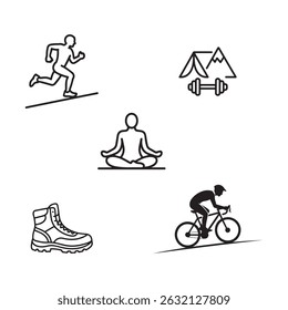 5 Outdoor Fitness Icons set