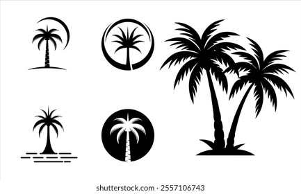 5 Palm Trees Silhouette is easy to customize, this vector illustration ensures high-quality results in both print and digital formats, making it an essential addition to any designer's toolkit.
Vector