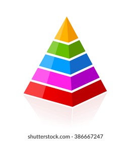5 part layered pyramid, vector illustration isolated on white background