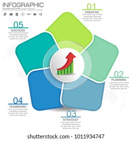 5 Parts infographic design vector and marketing icons can be used for workflow layout, diagram, report, web design. Business concept with options, steps or processes.