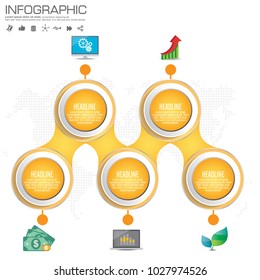 5 Parts infographic design vector and marketing icons can be used for workflow layout, diagram, report, web design. Business concept with options, steps or processes.
