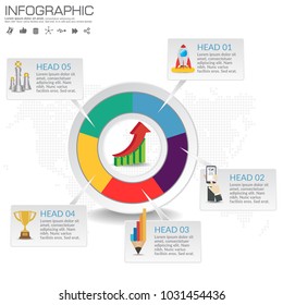 5 Parts infographic design vector and marketing icons can be used for workflow layout, diagram, report, web design. Business concept with options, steps or processes.