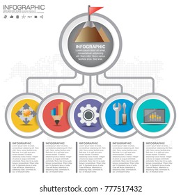 5 Parts infographic design vector and marketing icons can be used for workflow layout, diagram, report, web design. Business concept with options, steps or processes.
