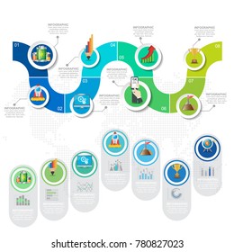 5 Parts infographic design vector and marketing icons can be used for workflow layout, diagram, report, web design. Business concept with options, steps or processes.