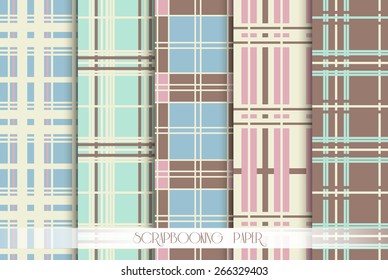 5 Pattern papers for scrapbook (tiling). Blue, pink, green and brown shabby color. Endless texture can be used for printing onto fabric and paper or scrap booking. Flower abstract shape.