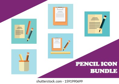 5 Pencil Icon Bundle Vector Design