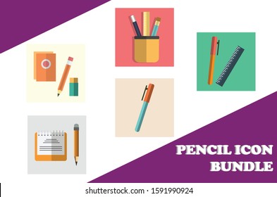 5 Pencil Icon Bundle Vector Design