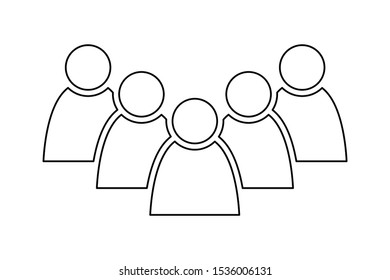 5 people icon. Group of persons. Simplified human pictogram. Modern simple flat vector icon.