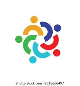 5 People togetherness and community concept logo abstract vector illustration eps