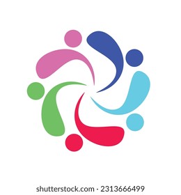 5 People togetherness and community concept logo abstract vector illustration eps