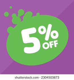 5% per center, percentage number in a colored circle, promotion, big sale, colorful background