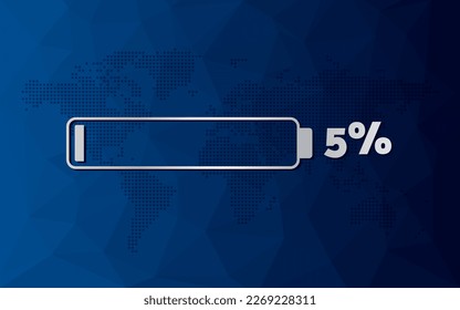 5 % Diagramm. Infografische Vektorsymbol mit blauem Low-Poly-Hintergrund. Element für Fortschritt, Wachstum, Download, Business, Finanzen, Webdesign, Präsentation