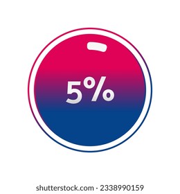 Gráfico circular de 5 por ciento, símbolo aislado. Elemento de gradiente azul vectorial. Signo Infográfico Porcentaje. Ilustración, icono para negocios, finanzas, progreso, informe, diseño web, descarga