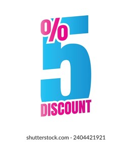 5 percent discount deal icon, 5% special offer discount vector, 5 percent sale price reduction offer, Friday shopping sale discount percentage design