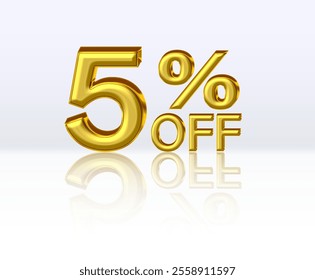 5 percent discount. Golden numbers with percentage sign. Special offer. vector illustration.