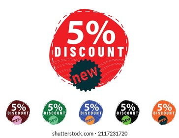 5 percent discount new offer logo and icon design