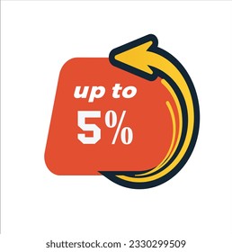 5 percent discount offer price yellow colored sign vector illustration.