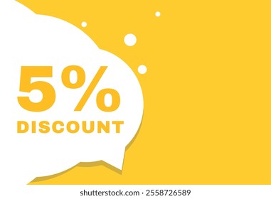 5 percent discount speech bubble, flat banner icon for advertising or announcement. vector element.
