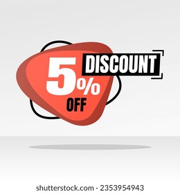 5 percent discount white banner with red floating balloon for offers and promotions sales.