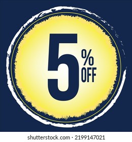 5 percent discount Yellow floating Circle for promotions and offers