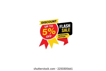 5 Percent FLASH SALE offer, clearance, promotion banner layout with sticker style.
