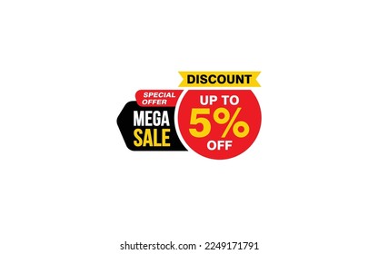 5 Percent MEGA SALE offer, clearance, promotion banner layout with sticker style.