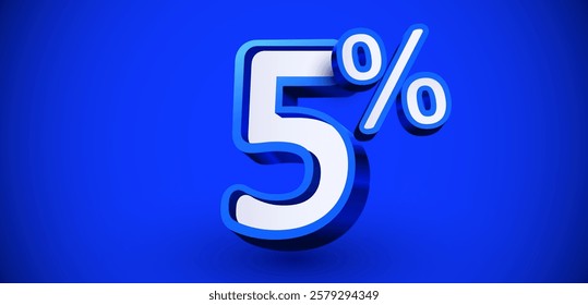 5 percent Off. 3d number 5. Sale banner. Vector illustration.