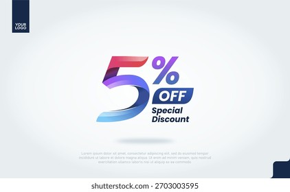 5 por ciento de Vector de Anuncio con tipografía de degradado 3D moderno para la promoción de la venta