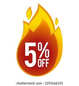 5 percent off - discount big sales - fireball icon