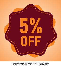 5 percent off. Floating balloon for promotions and offers