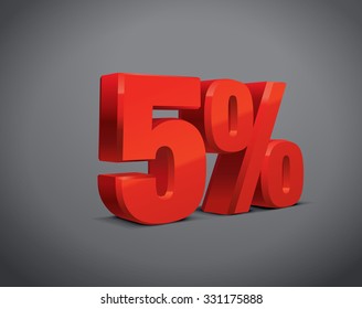 5 percent off, sale background, object 3D. Eps10 Vector.
