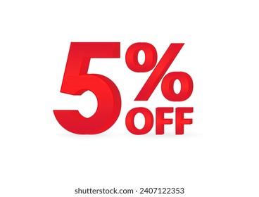 5% or 5 Percent Off Sale Discount. 5% for Banner, Poster or Advertising. Vector Illustration. 