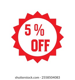  5 Percent Off Tag label vector.  isolated on white background . vector illustration. EPS 10 AI
