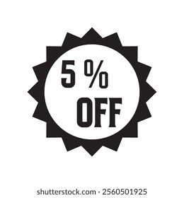  5 Percent Off Tag label vector.  isolated on white background . vector illustration. EPS 10 AI
