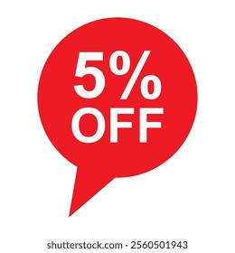  5 Percent Off Tag label vector.  isolated on white background . vector illustration. EPS 10 AI
