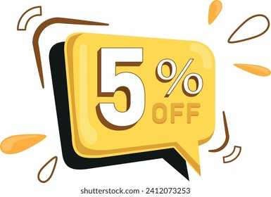 5 percent off yellow floating discount balloon