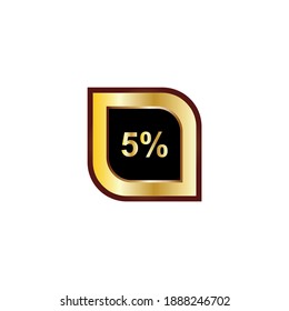 5 percent sign vector design with gold gradient color