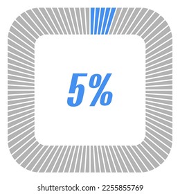 5-prozentiges quadratisches Prozentdiagramm für Infografiken, Dokumente oder Berichte. Vektor.
