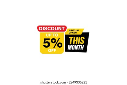 5 Percent THIS MONTH offer, clearance, promotion banner layout with sticker style.