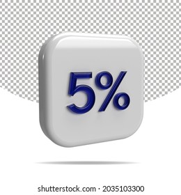5% Percentage 3d illustration transparent
