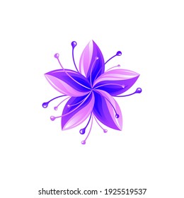5 petal flower icons isolated white  Colorful gradient style  Violet  blue  pink  purple colors  Vector art for fashion  beauty  spa  floral store brand identity  design element  