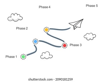 5 Phases infographic template. 2D simple flat style graphic design. Can be used for presentation or any purposes. Can edit to your own texts. Vector EPS10